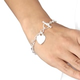 Goldsmiths Silver Heart Charm T-Bar Bracelet