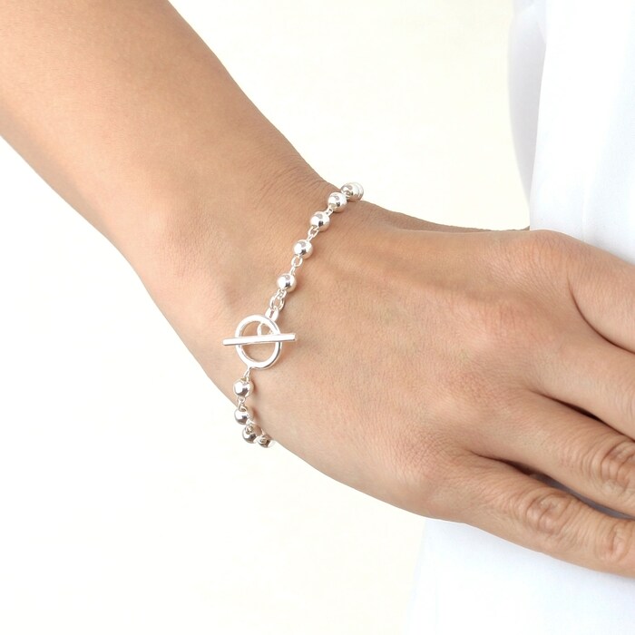 Goldsmiths Silver Ball T-Bar Bracelet