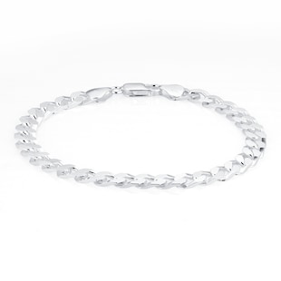 Goldsmiths Sterling Silver Mens 8 Inch Square Link Curb Bracelet