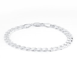 11700141 - Sterling Silver Mens 8 Inch Square Link Curb Bracelet