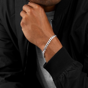 Goldsmiths Sterling Silver Mens 8 Inch Square Link Curb Bracelet
