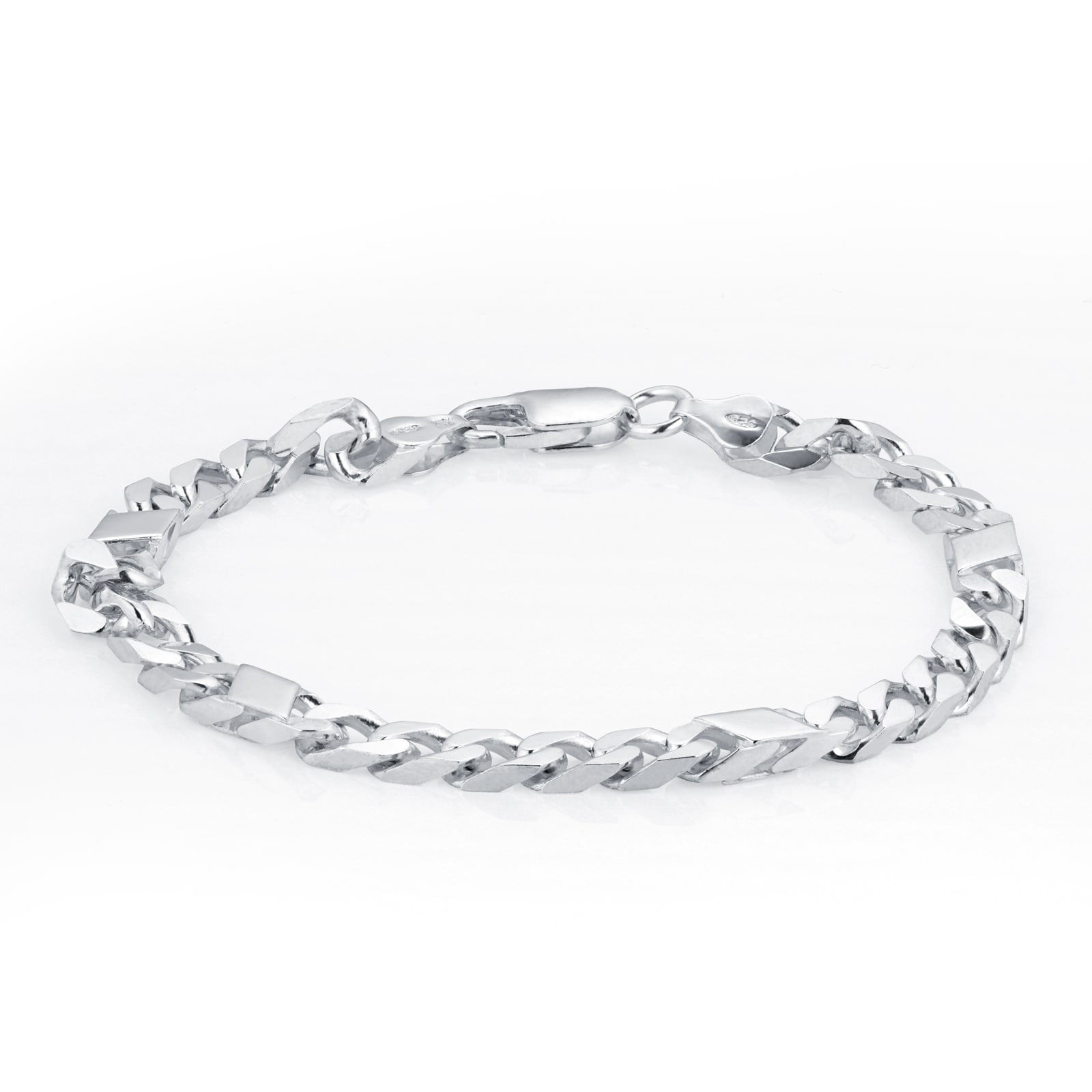 Goldsmiths Sterling Silver Mens 8.5 Inch 6mm Bar & Curb Bracelet