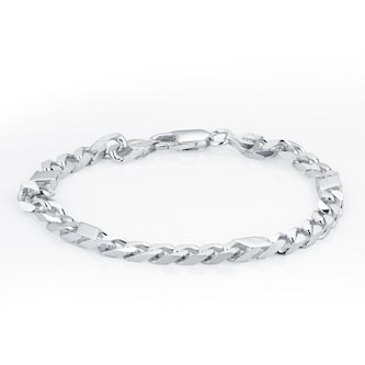 Goldsmiths Sterling Silver Mens 8.5 Inch 6mm Bar & Curb Bracelet Goldsmiths Sterling Silver Mens 8.5 Inch 6mm Bar & Curb Bracelet