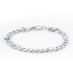 11700143 - Sterling Silver Mens 8.5 Inch 6mm Bar & Curb Bracelet