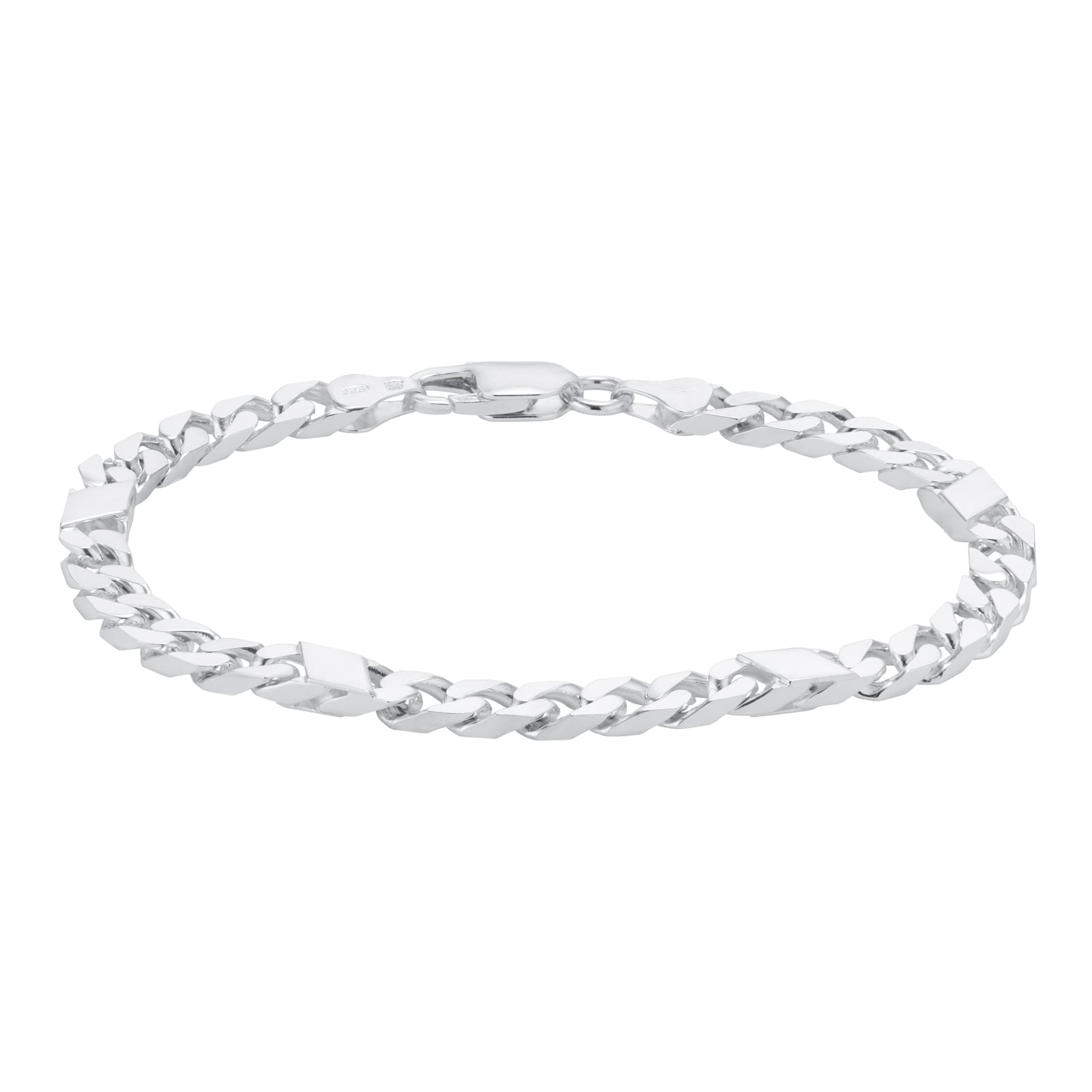 Goldsmiths Sterling Silver Mens 8.5 Inch 6mm Bar & Curb Bracelet Goldsmiths Sterling Silver Mens 8.5 Inch 6mm Bar & Curb Bracelet