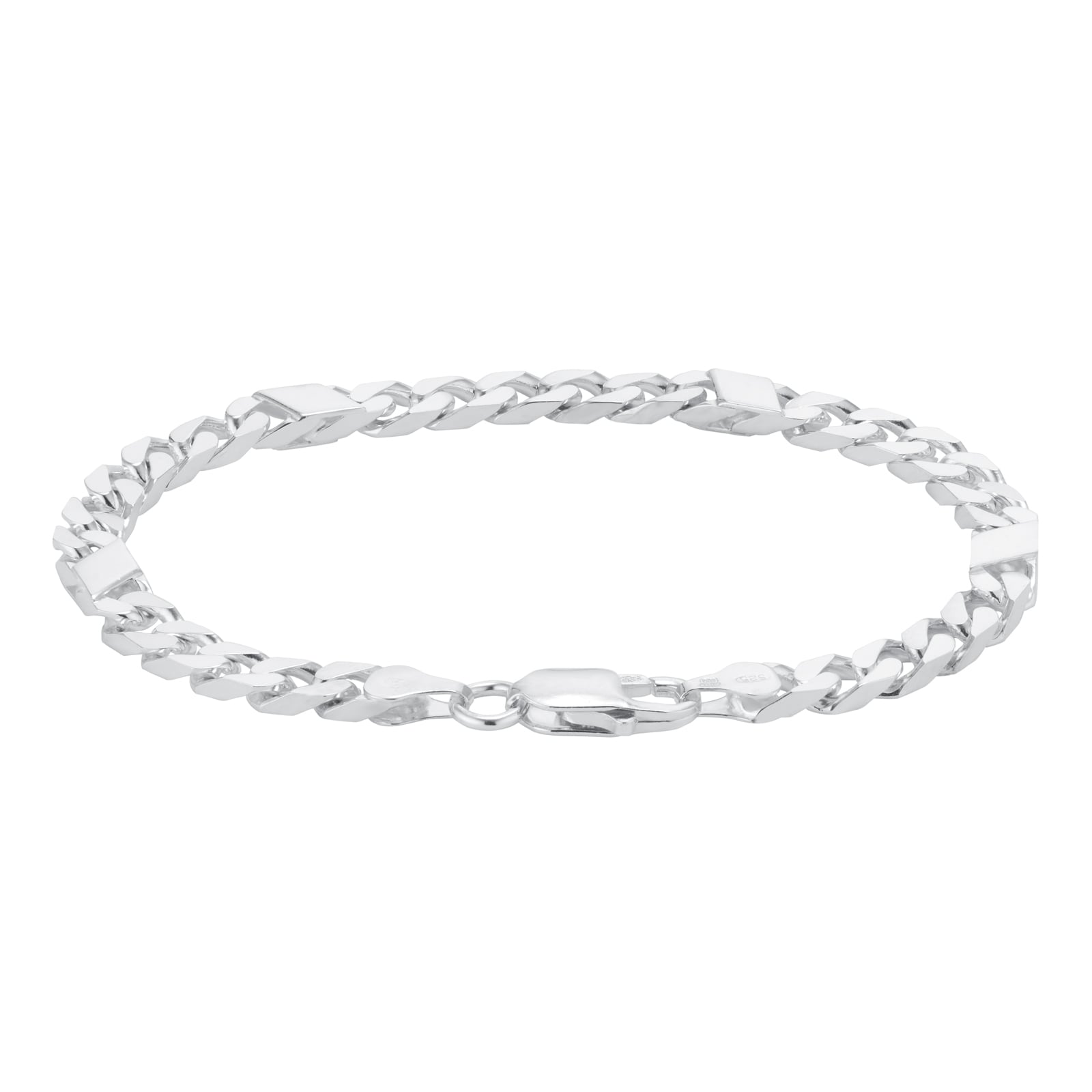 Goldsmiths Sterling Silver Mens 8.5 Inch 6mm Bar & Curb Bracelet Goldsmiths Sterling Silver Mens 8.5 Inch 6mm Bar & Curb Bracelet