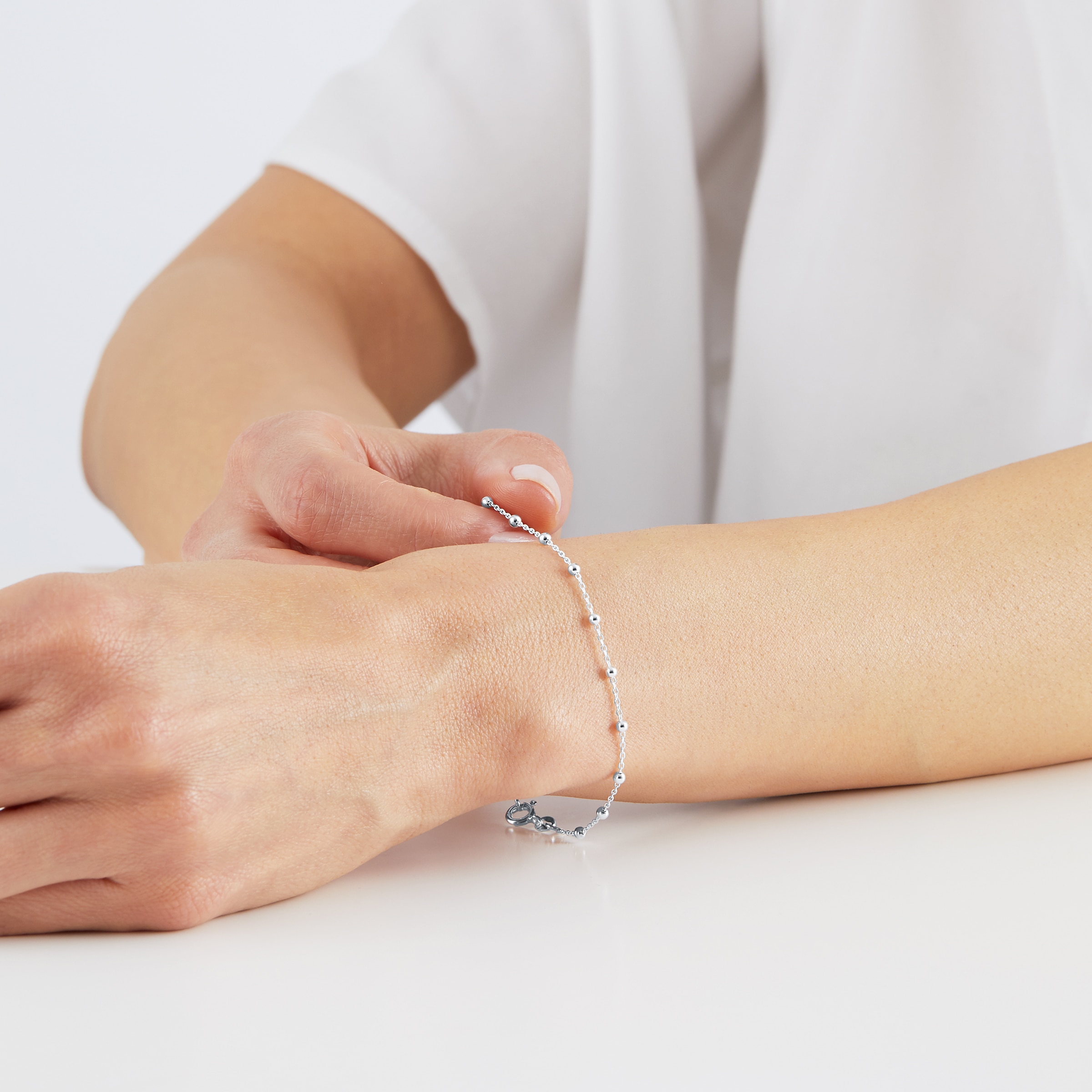 Solid silver clearance ball bracelet