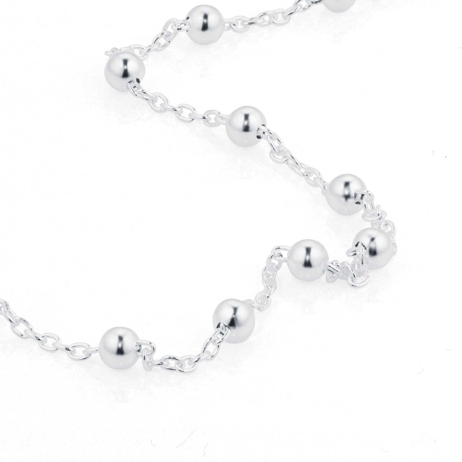 JAI Sterling Silver Hammered Bead 2.7mm Box Chain Bracelet - QVC.com