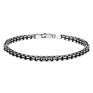 Goldsmiths Sterling Silver Mens 8 Inch Oxidised Box Bracelet