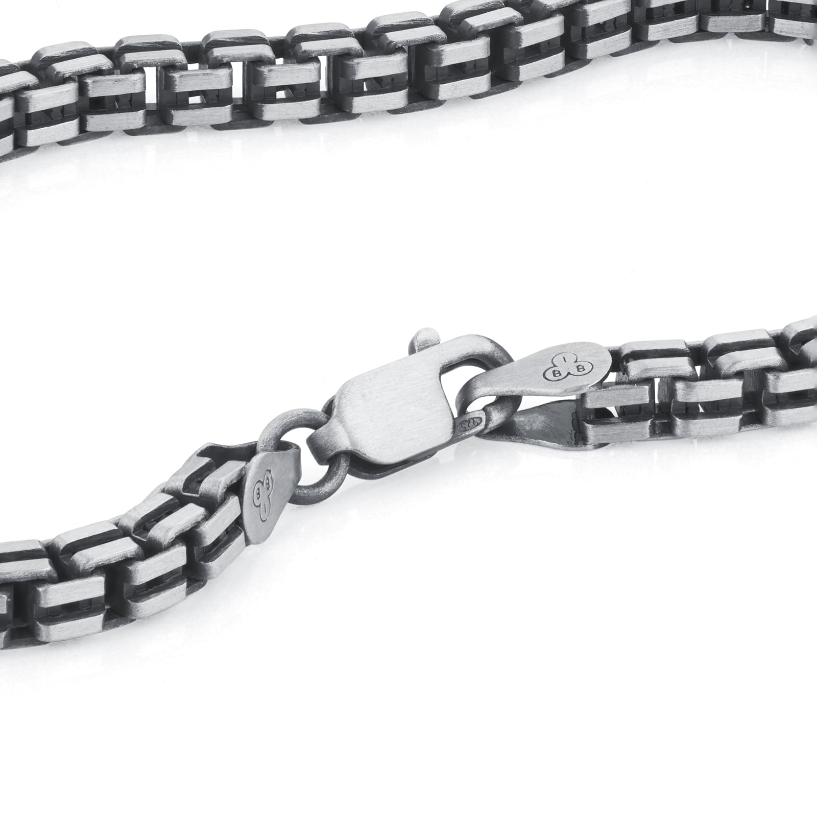 Goldsmiths Sterling Silver Mens 8 Inch Oxidised Box Bracelet 8.26.1683 Goldsmiths