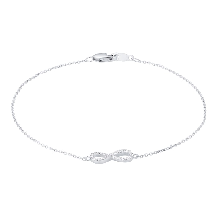 Goldsmiths Silver & Diamond 0.08ct Infinity Bracelet BF4221 | Goldsmiths