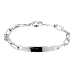 11700158 - Silver Mens Rectangular Link Curb Bracelet