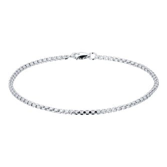 Goldsmiths Silver Mens Narrow Box Belcher Chain Bracelet
