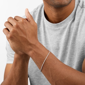 Goldsmiths Silver Mens Narrow Box Belcher Chain Bracelet