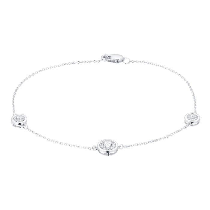 Goldsmiths Silver Diamond Cluster Bracelet