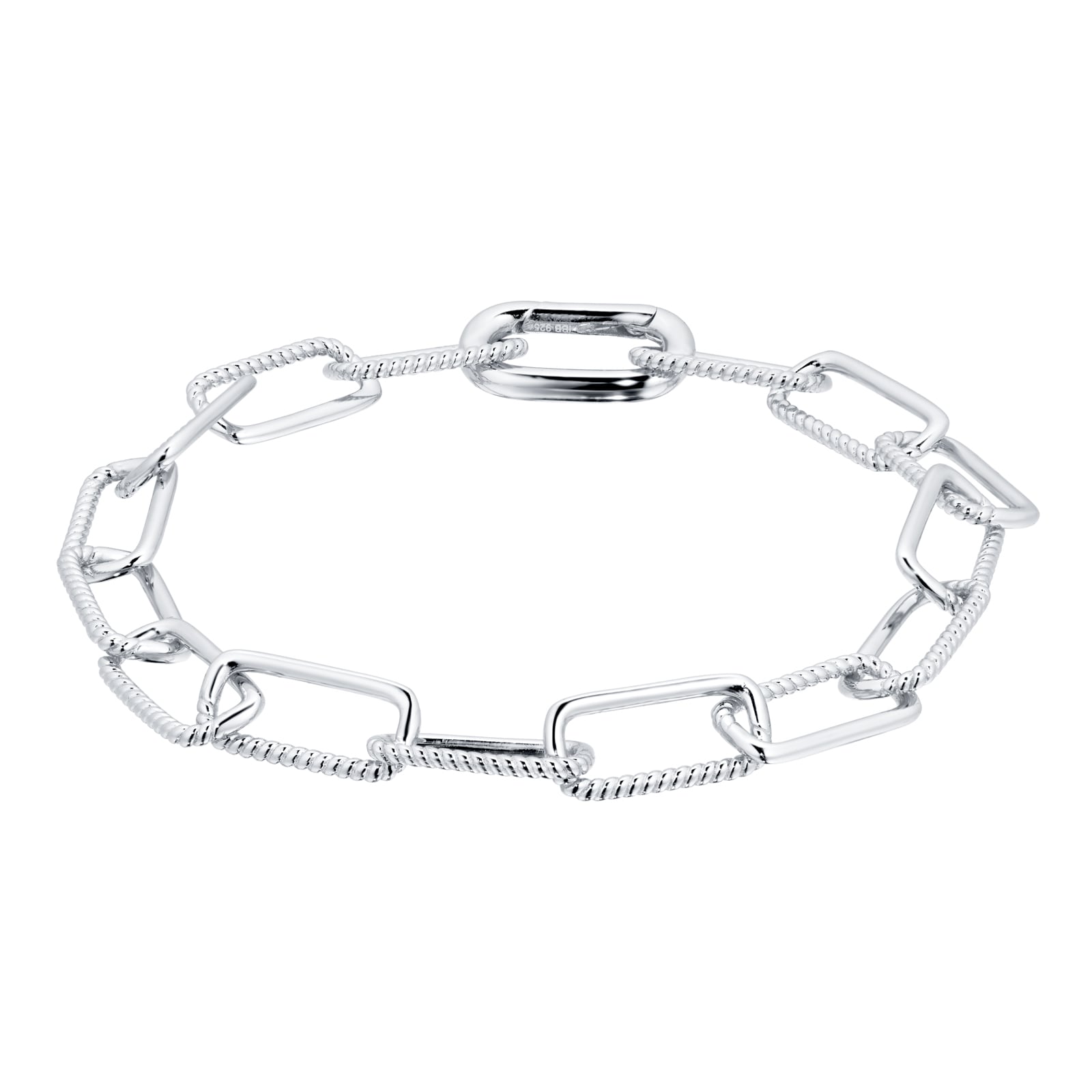 Silver Rectangular Twist Chunky Bracelet