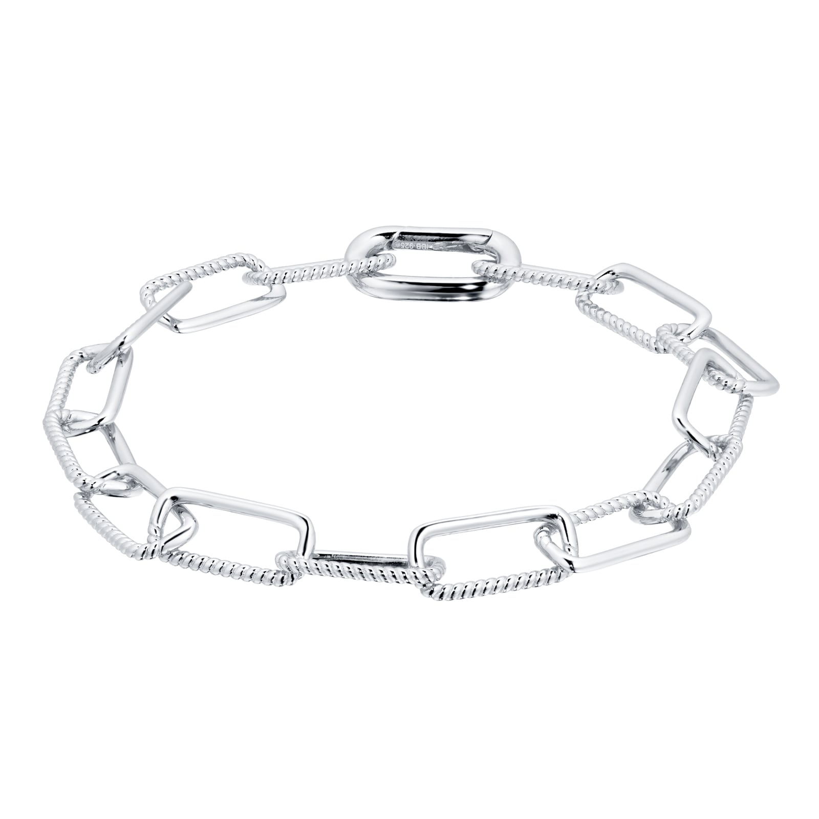 Goldsmiths Silver Rectangular Twist Chunky Bracelet 8.26.0282 | Goldsmiths