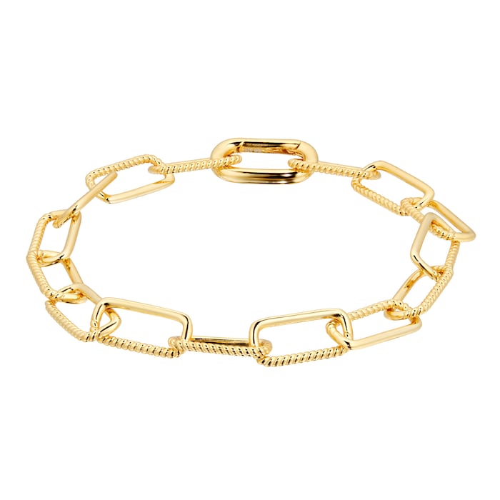 Goldsmiths Silver Yellow Gold Plated Rectangular Chunky Twist Bracelet