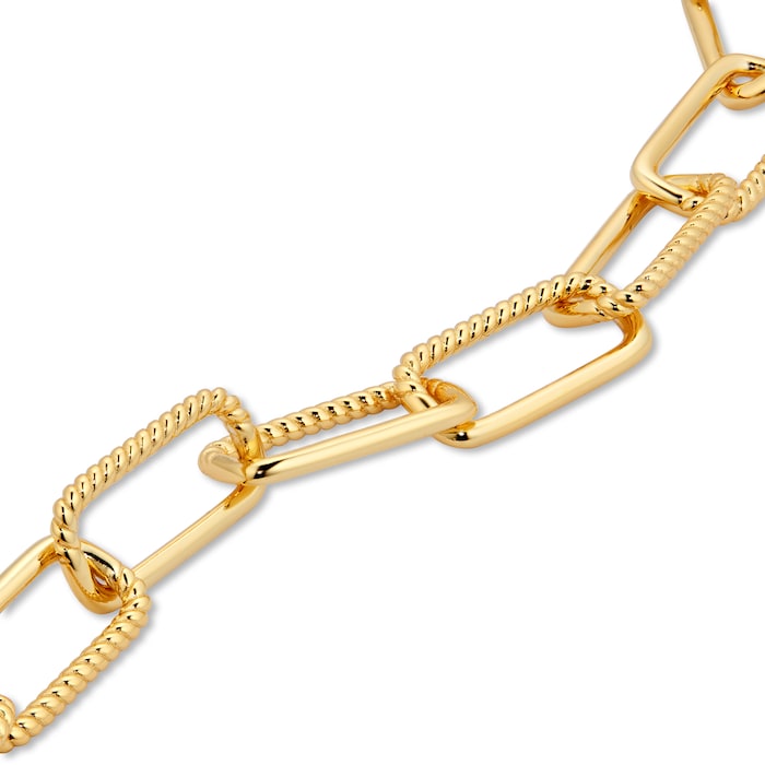 Goldsmiths Silver Yellow Gold Plated Rectangular Chunky Twist Bracelet ...