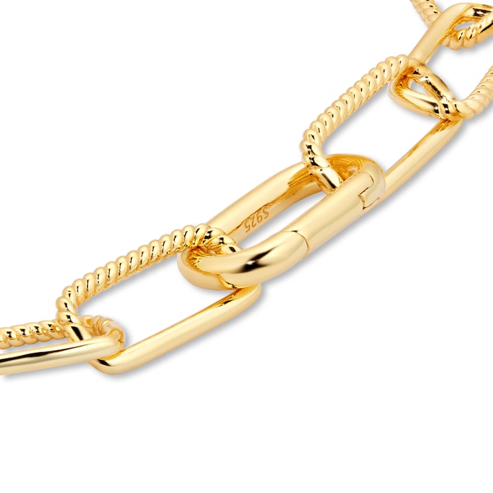 Goldsmiths Silver Yellow Gold Plated Rectangular Chunky Twist Bracelet