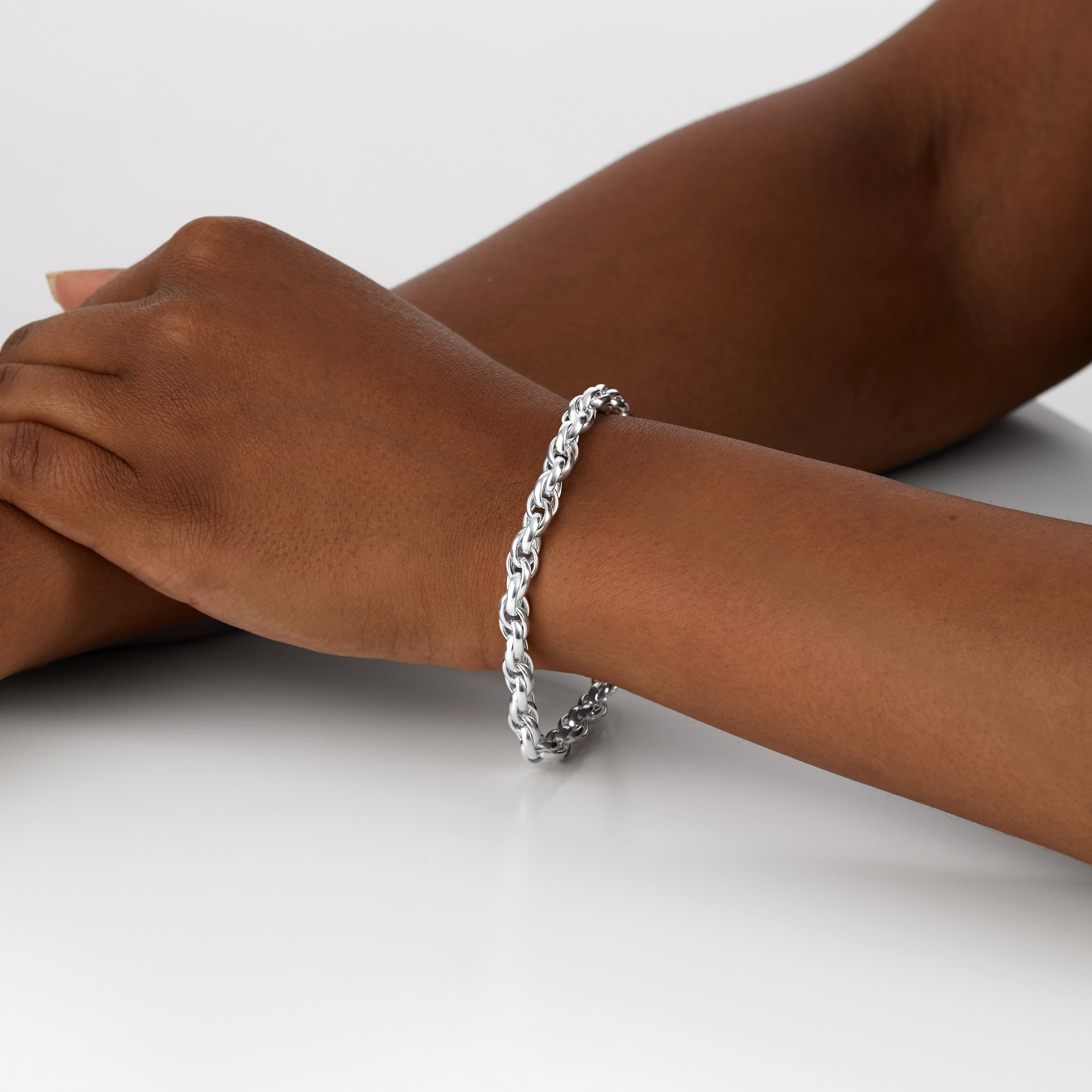 Goldsmiths Silver Round Belcher Chain Bracelet