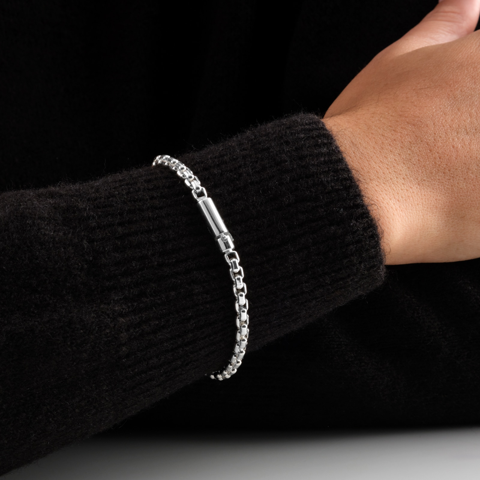 Goldsmiths Sterling Silver Mens Micro ID Chain Bracelet