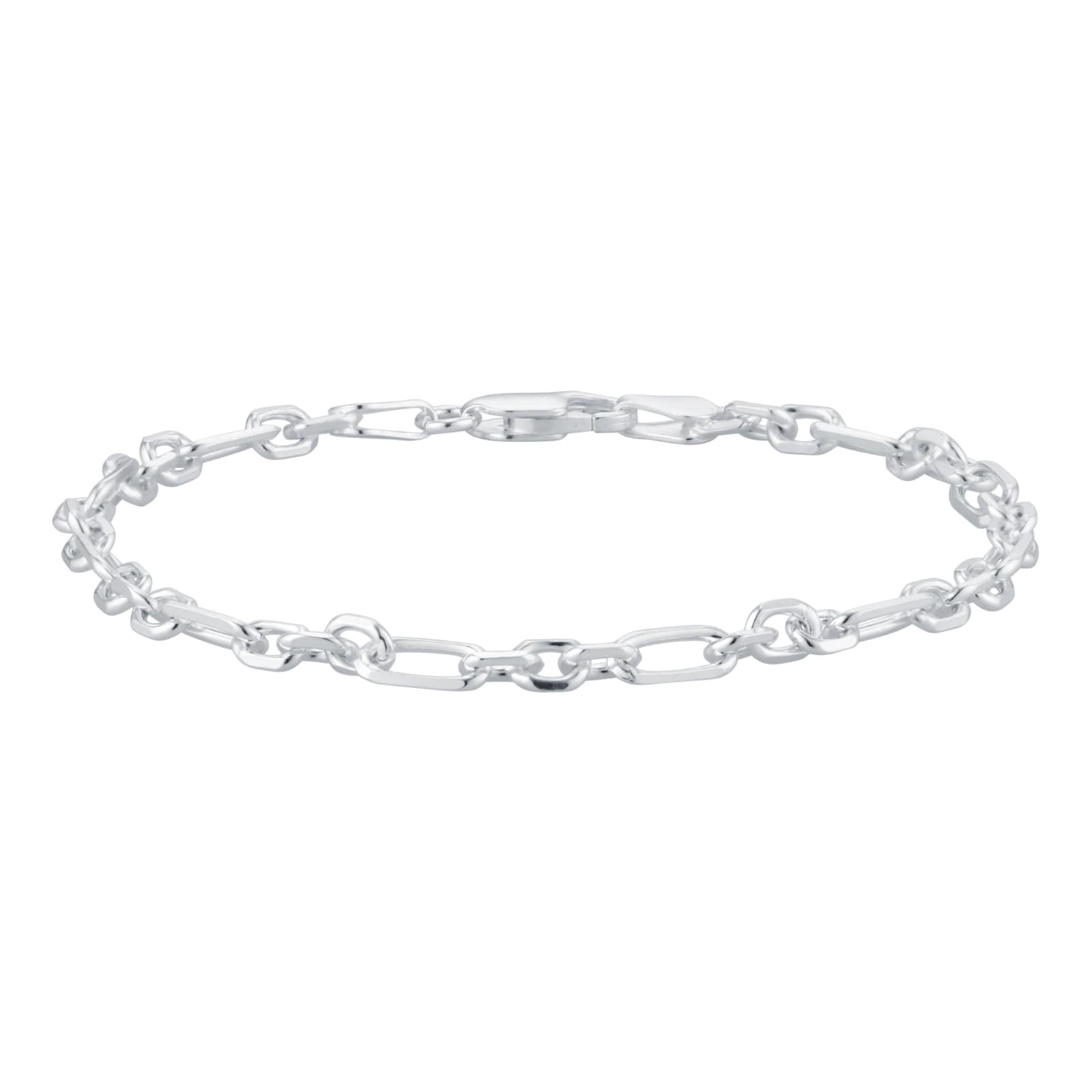Goldsmiths Sterling Silver Mixed Cut Belcher Chain Bracelet