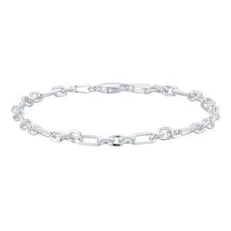 Goldsmiths Sterling Silver Mixed Cut Belcher Chain Bracelet