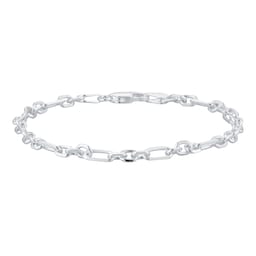 11700178 - Sterling Silver Mixed Cut Belcher Chain Bracelet