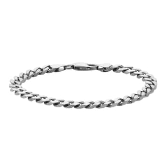 Mappin & Webb Sterling Silver Antique Plated 8.5 Inch Curb Bracelet
