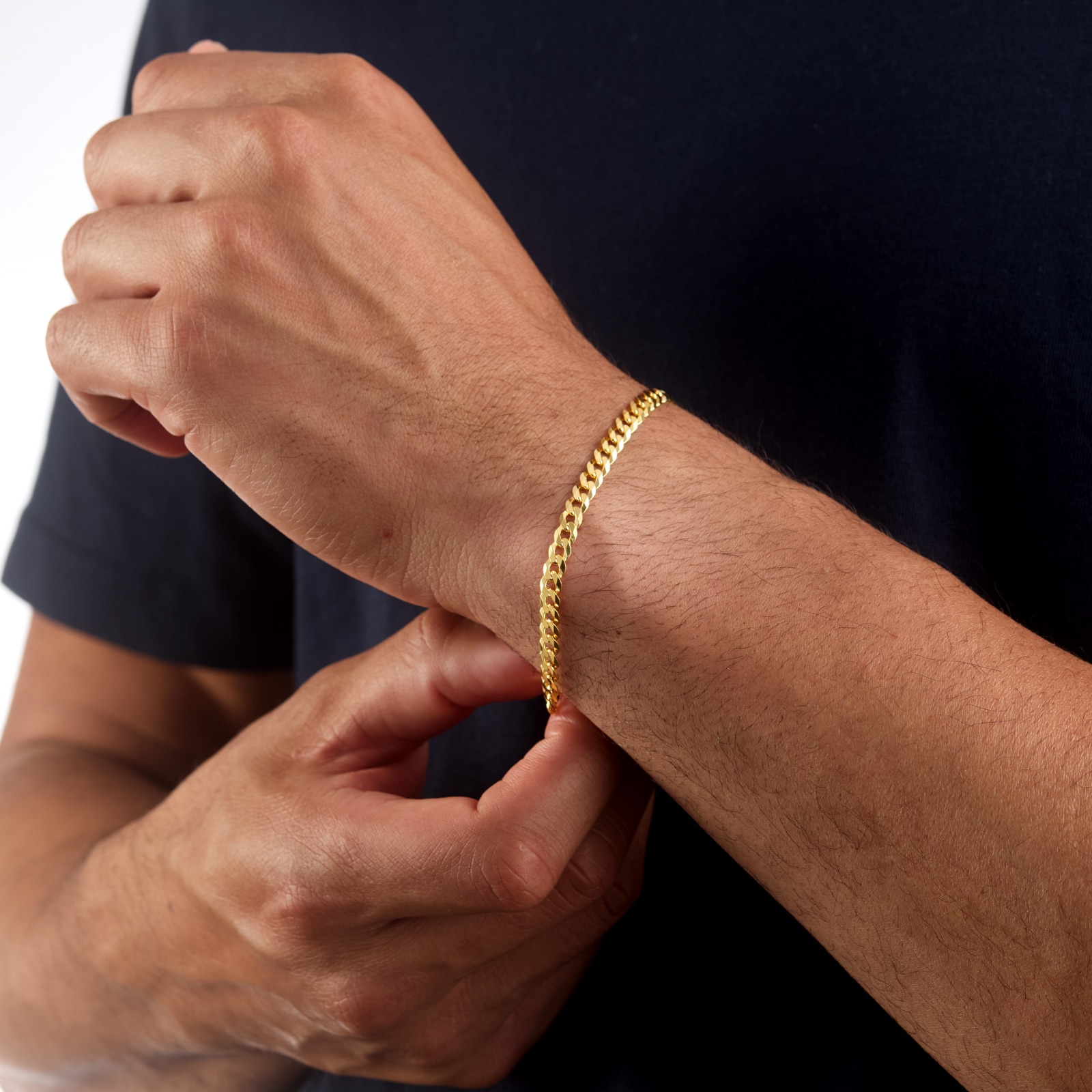 Goldsmiths Sterling Silver and Yellow Gold Plated Curb Chain Bracelet