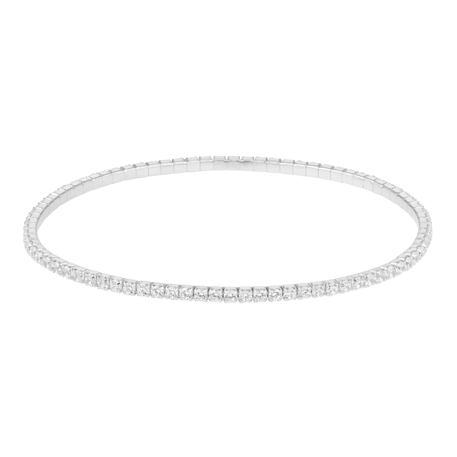 Goldsmiths Sterling Silver 2mm Cubic Zirconia Stretch Bracelet