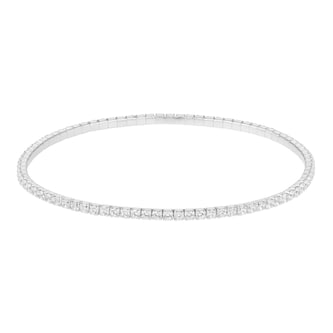 Goldsmiths Sterling Silver 2mm Cubic Zirconia Stretch Bracelet