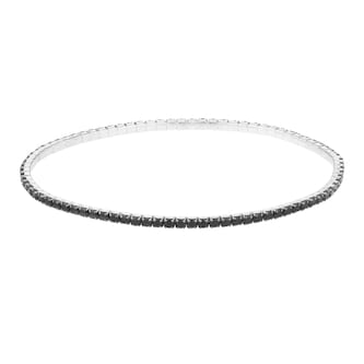 Goldsmiths Sterling Silver 2mm Black Cubic Ziconia Stretch Bracelet