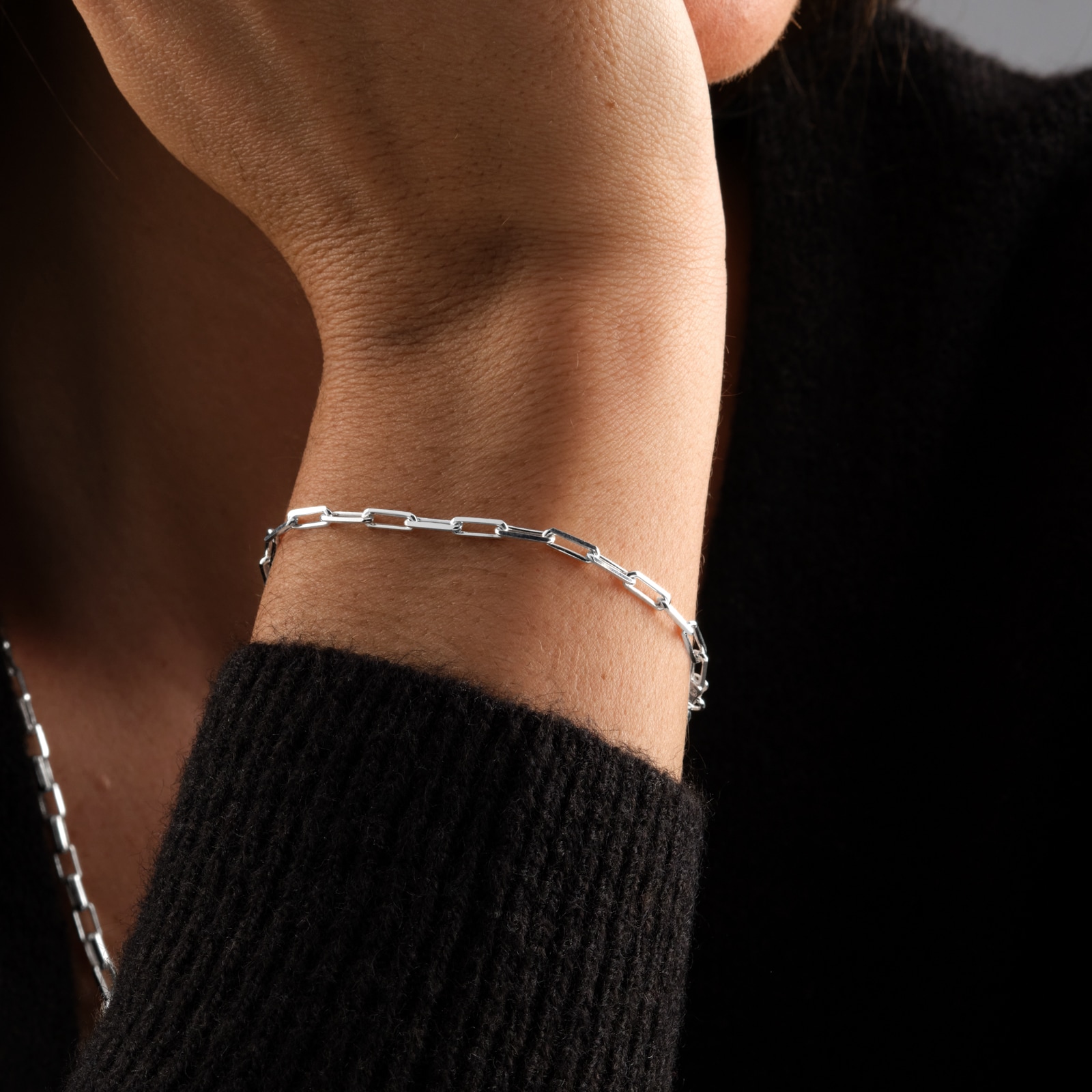 Goldsmiths Sterling Silver 3mm Paperlink Chain Bracelet