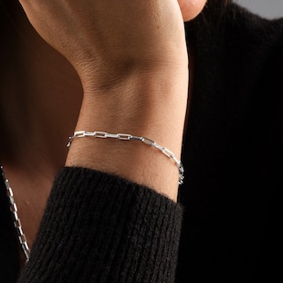Goldsmiths Sterling Silver 3mm Paperlink Chain Bracelet