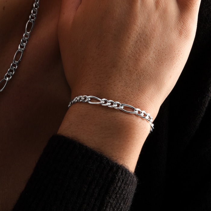Goldsmiths Sterling Silver 5.6mm Figaro Chain Bracelet
