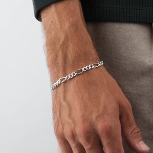Goldsmiths Sterling Silver 5.6mm Figaro Chain Bracelet