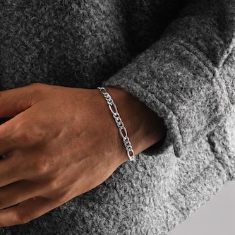 Goldsmiths Sterling Silver 5.6mm Figaro Chain Bracelet Goldsmiths Sterling Silver 5.6mm Figaro Chain Bracelet