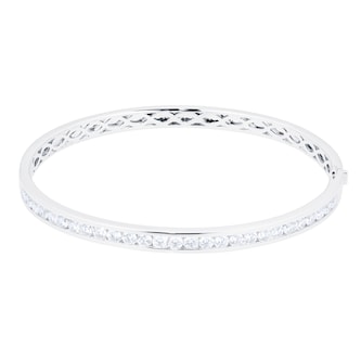 Mayors 18k White Gold 2.00ct Channel Set Bangle