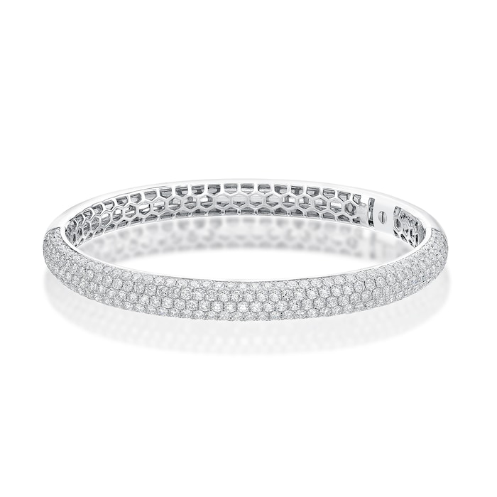 Mayors 18k White Gold 6.94cttw Half Pave Diamond Bangle