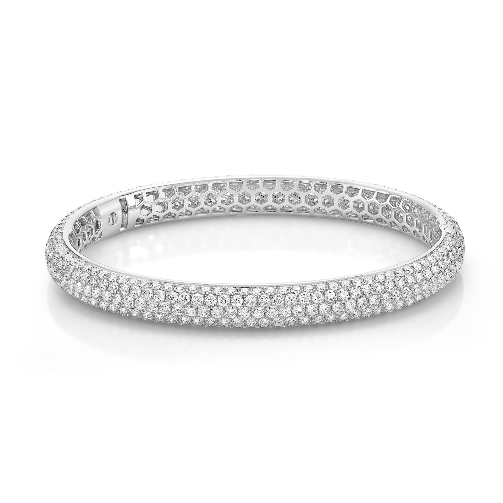 Mayors 18k White Gold 10.81cttw Full Pave Diamond Bangle