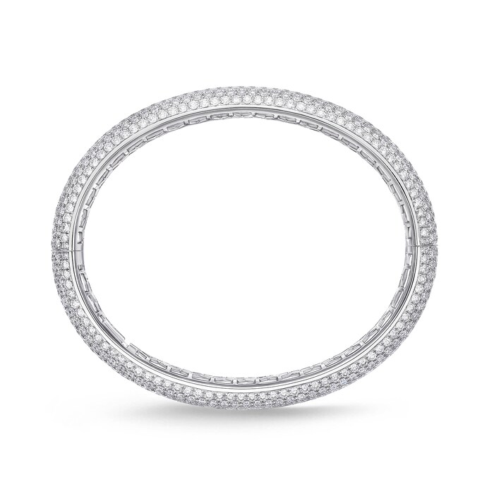 Mayors 18k White Gold 15.13cttw Full Pave Diamond Bangle