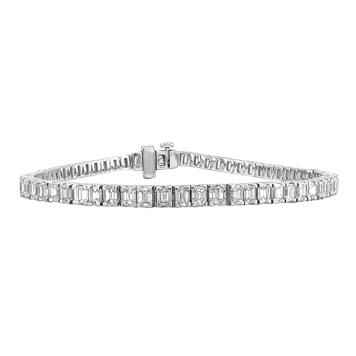 Mayors 18k White Gold 7.00cttw 70 Emerald Cut Diamond Tennis Bracelet