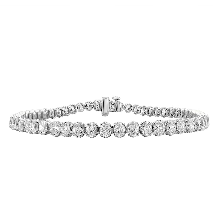 Mayors 18k White Gold 7.00cttw 62 Oval Cut Diamond Tennis Bracelet