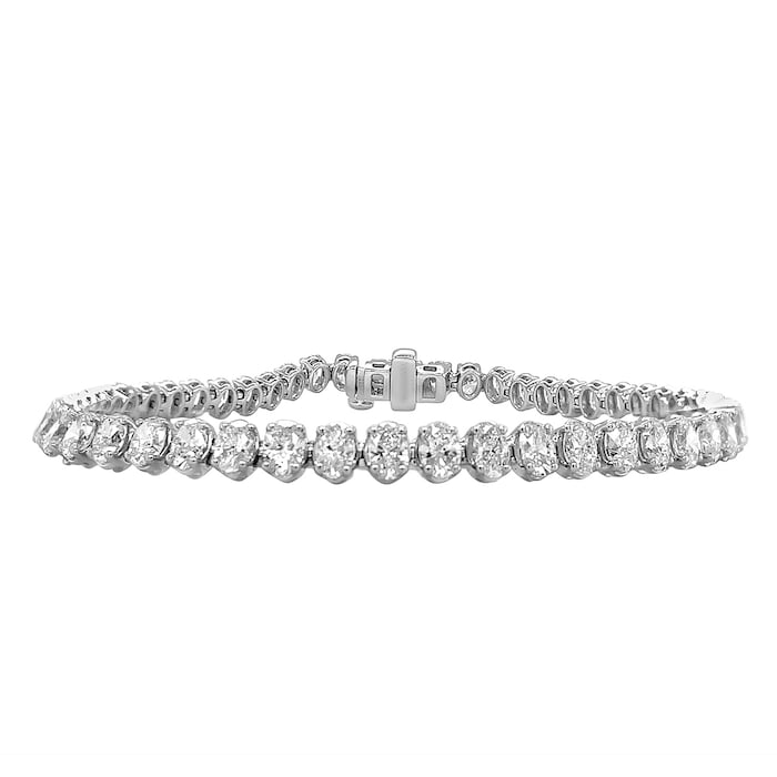 Mayors 18k White Gold 8.00cttw 53 Oval Cut Diamond Tennis Bracelet