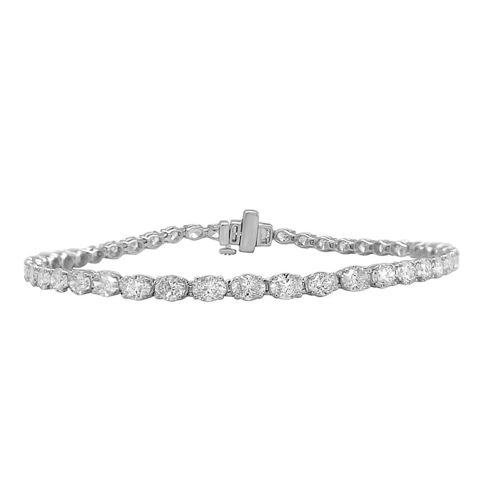 Mayors 18k White Gold 6.20cttw 38 Oval Cut Diamond Tennis Bracelet