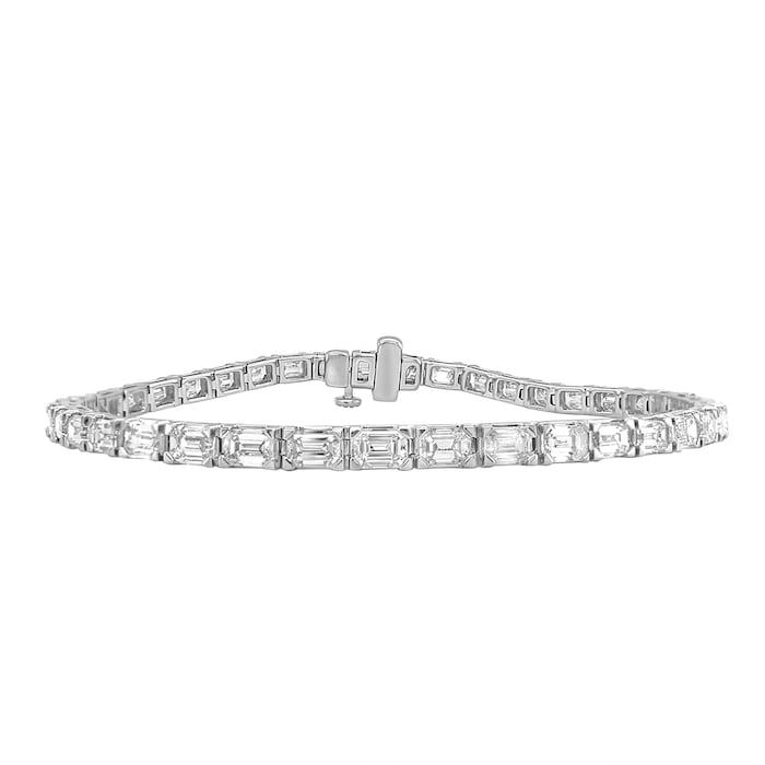 Mayors 18k White Gold 7.00cttw 46 Emerald Cut Diamond Tennis Bracelet