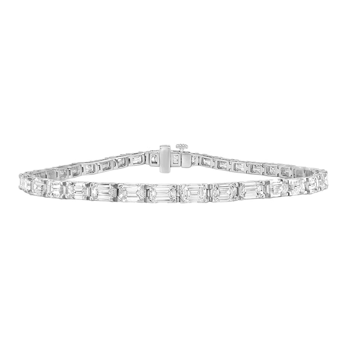 Mayors 18k White Gold 7.50cttw 38 Emerald Cut Diamond Tennis Bracelet