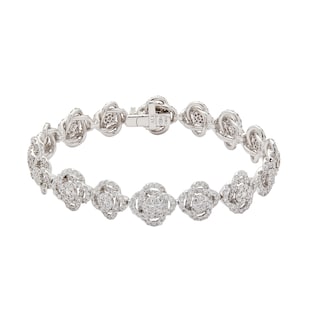 Mayors 18k White Gold Exclusive Reflector 7.18cttw Diamond Bracelet 7"